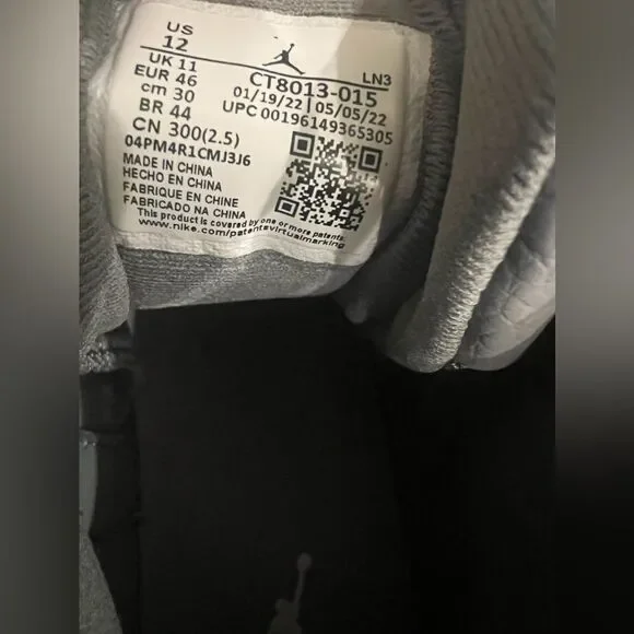 Jordan 12 Stealth 2022 Size 12 Pre-Owned СТ8013-015 Grey White